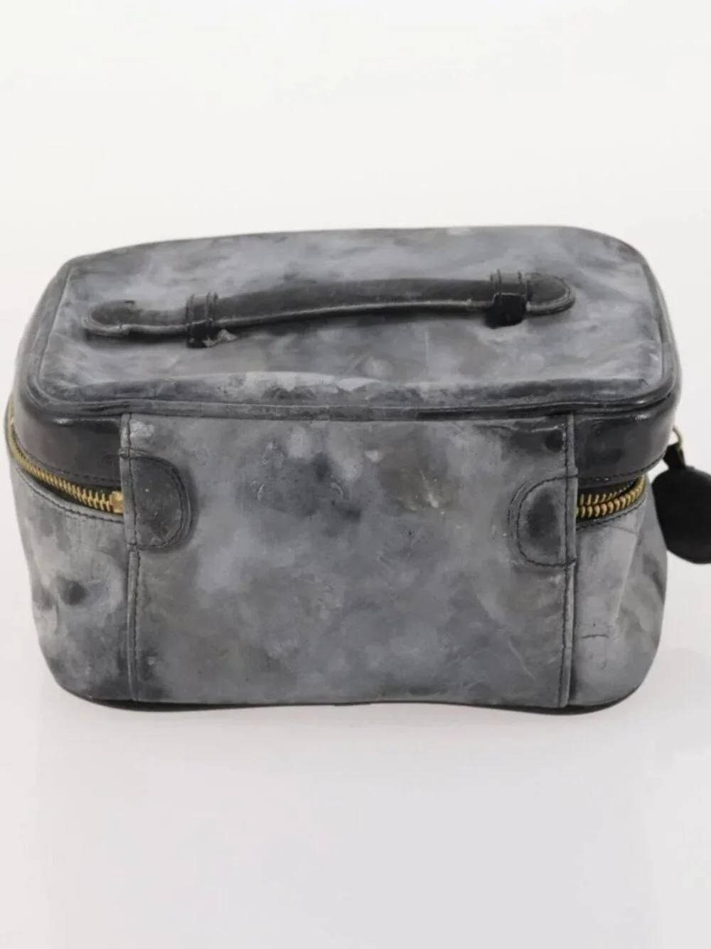 CHANEL Vanity Pouch Leather 2 Set Black CC Auth BA12664